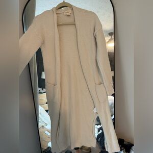 Jessica Simpson Long Open-Front Knit Cardigan in Beige-Cream